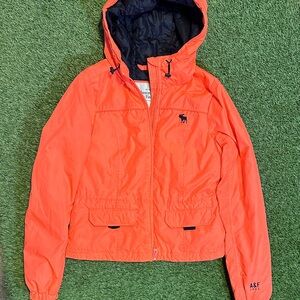 Abercrombie & Fitch Kids Vibrant Orange Coral Puffer Jacket